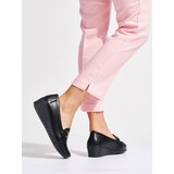Shelvt Black women's wedge loafers with gold decoration Cijene