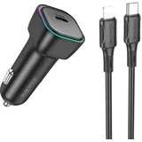 AUTO PUNJAČ BZ28 TROPHIE - TYPE-C - PD 30W 3A SA TYPE-C NA LIGHTNING KABEL CRNI