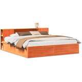 vidaXL Posteljni okvir brez vzmetnice vošč. rjav 200x200 cm borovina | Shoptok.si