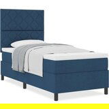 vidaXL Box Spring Postelja z Vzmetnico Modra Enojna Tkanina, (22080904) | Shoptok.si