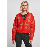 UC Ladies Women's Short Oversized Christmas Cardigan Red/Gold | shoptok.hr