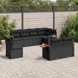 Maison Chic Seti vrtnega pohištva - Vrtna garnitura - Vrtni pohištvo set 8-delna z blazinami črn poli ratan, (21800333) | Shoptok.si