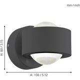 Eglo 64496 - LED zidna svetiljka ONO PRO 2xLED/2,5W/230V antracit | Eponuda.com