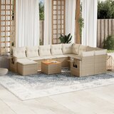 Maison Chic Seti vrtnega pohištva - Vrtna garnitura - Vrtni pohištvo set 11-delna z blazinami bež poli ratan, (21820266) | Shoptok.si