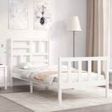 vidaXL Posteljni okvir z vzglavjem bel 90x200 cm trden les Cene