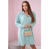 Kesi Long shirt with dark mint viscose