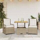 vidaXL 3-dijelni vrtni blagovaonski set od poliratana s jastucima bež | shoptok.hr