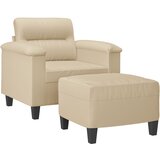  Fotelja s tabureom krem 60 cm od mikrovlakana | shoptok.hr