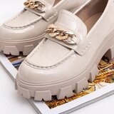 Resti Light beige women's lacquered half shoes with chain Ginevra - Footwear | Shoptok.si