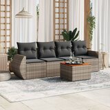 Maison Chic Seti vrtnega pohištva - Vrtna garnitura - Vrtni pohištvo set 5-delna z blazinami siv poli ratan, (21814260) | Shoptok.si