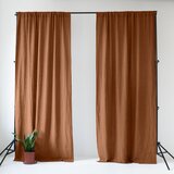 Linen Tales Rjava lanena zavesa 140x250 cm Hazelnut – Cene