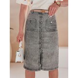 DStreet Spódnica jeansowa midi GUZIKOVA szara | shoptok.hr