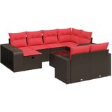  Vrtna garnitura - 11-dijelni set vrtnih sofa od poliratana s jastucima smeđi - Smeđa sa staklenim stolom 6 | shoptok.hr