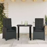 vidaXL 3-dijelni vrtni blagovaonski set s jastucima od poliratana crni | shoptok.hr