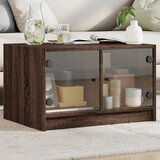 The Living Store Klubska mizica s steklenimi vrati rjavi hrast 68x50x42 cm - Klubska Mizica, (21502221) | Shoptok.si