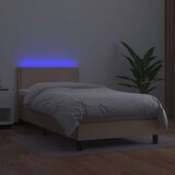  Krevet box spring i madrac LED cappuccino 80x200cm umjetna koža | shoptok.hr
