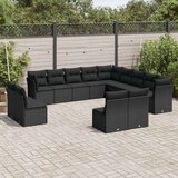  13-dijelni set vrtnih sofa s jastucima poliratan crni | shoptok.hr