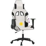 vidaXL Masažni gaming stol Bela in črno umetno usnje | Shoptok.si