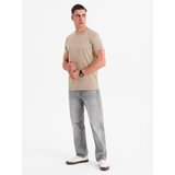 Ombre Cotton T-shirt with print on chest and back - dark beige | shoptok.hr