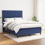 vidaXL Box spring postelja z vzmetnico modra 140x200 cm blago Cene