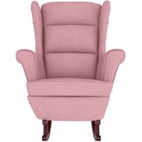  Fotelja za ljuljanje s drvenim nogama ružičasta baršunasta | shoptok.hr