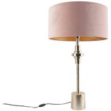 QAZQA Art Deco namizna svetilka zlata žametna senca roza 50 cm - Diverso | Shoptok.si