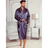 De Lafense Men's bathrobe 940 Satin M-4XL navy blue 042