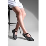 Marjin Women's Helmet and Stone Ballet Flat Shoes Mary Jane Tevila Black | Shoptok.si