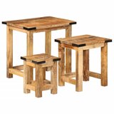 Furnova Komplet stranskih mizic 3 kosi trden neobdelan mangov les, (21914259) | Shoptok.si