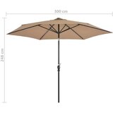  Vrtni suncobran s LED svjetlima i čeličnom šipkom 300 cm bež | shoptok.hr