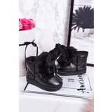 FR1 Children's Snow Boots Insulated With Fur With Ears Black Bunny | Shoptok.si