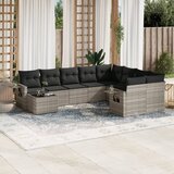 Maison Chic Seti vrtnega pohištva - Vrtna garnitura - Vrtni pohištvo set 10-delna z blazinami sv. siv poli ratan, (21818106) | Shoptok.si