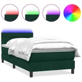 Box Spring krevet s madracem i LED tamnozeleni 80x220 cm baršun | shoptok.hr