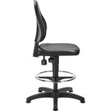 eurokraft basic Vrtljiv delovni stol, umetno usnje, s talnimi drsniki in nožnim obročem, 580 - 850 mm | Shoptok.si