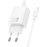 hoco. polnilec N60 GaN PD 20W Type C s kablom Type C na Lightning - bel | Shoptok.si