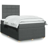 vidaXL Box spring postelja z vzmetnico temno siva 120x190 cm blago | Shoptok.si