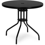 Multi Garden Okrugli vrtni stol 80 cm s kaljenim staklom i otvorom za suncobran, crni | shoptok.hr