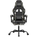  Igraća stolica s osloncem za noge crno-maskirna od umjetne kože | shoptok.hr