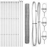 vidaXL Šesterokotna ograja 1.4x25 m pocinkano jeklo, Ograjni količki 13 kos Ø32 mm 190 cm pocinkano jeklo | Shoptok.si