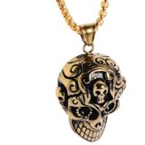 IZMAEL Moška Ogrlica Lobanja - Zlata | Shoptok.si