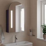  Kupaonski ormarić s ogledalom LED lučni sivi 42 x 13 x 70 cm | shoptok.hr