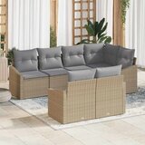  Sjedeća garnitura za vrt 7 kom. Bež i svijetlo siva poliratan 233,5 x 123,5 x 85 cm | shoptok.hr