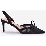 Boto Lace Stiletto Heels With Open Back Black Annivirae | ePonuda.com