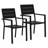 Multi Garden Set od 2 vrtne stolice za terasu ili balkon, čelik i HDPE, crne | shoptok.hr