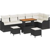 Vrtna garnitura - 9-dijelni set vrtnih sofa s jastučićima crna poliratan akacija 2-sjedna vrtna sofa s pohranom i jastučićima c  Vrtna garnitura - 9-dijelni set vrtnih sofa s jastučićima crna poliratan akacija 2-sjedna vrtna sofa s pohranom i jastučićima c Slike