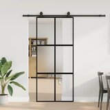  Klizna vrata s priborom crna 90 x 205 cm kaljeno staklo | shoptok.hr