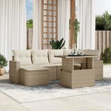 vidaXL 7-dijelni set vrtnih sofa od poliratana s jastucima bež | shoptok.hr