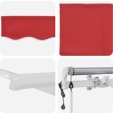 vidaXL avtomatska retraktibilna tenda rdeča 600x300 cm, zamenjava tkanine za tenda 6x3 m rdeča | Shoptok.si