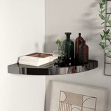 vidaXL Kotna polica visok sijaj črna 35x35x3,8 cm MDF Cene