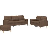  3-dijelni set sofa s jastucima smeđi od tkanine | shoptok.hr